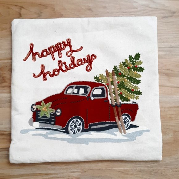 Pier 1 Bedding Vtg Pier Pillow Cover Linen Blend Accent Christmas